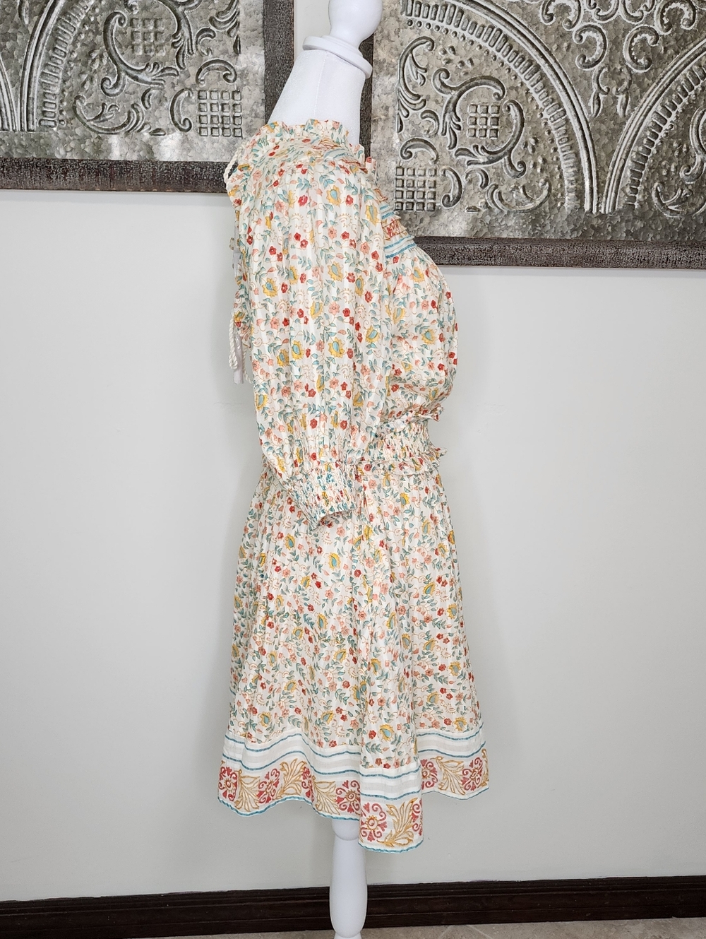 Cleobella Dallas Floral Tie-Back Mini Dress Medium Organic Cotton Cottagecore - Picture 10 of 16